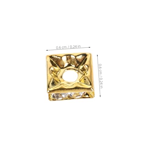 jojofuny 60 Stück Goldene Quadratische Strass Spacer Perlen für DIY Schmuckherstellung Funkelnde Kubische Beads für Armbänder Halsketten Ohrringe und Bastelzubehör Leicht und Langlebig von jojofuny