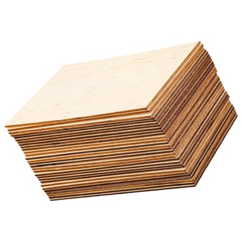 jojofuny 60 Stück Holzformen Zum Basteln Holzquadrate Zum Basteln Mini Holzdielen Buchsbaumholzschilder Rechteckige Tafel Aus Lindenholz von jojofuny