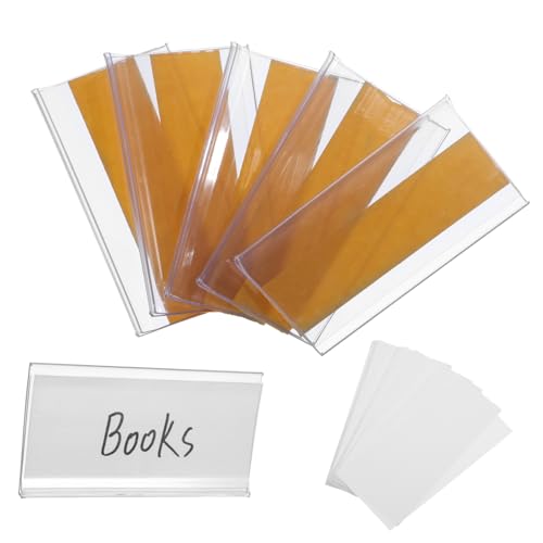 jojofuny 60 Stück Teiliges Transparente Draht Regal Etikettenhalter mit Weißem Papier Robuste PVC Aufkleber Clips für Büro Supermarkt Bücherregal und Aufbewahrung Kompakte von jojofuny