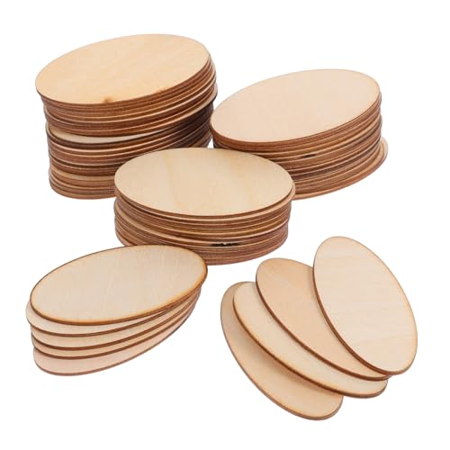 jojofuny 60 Stück Unbearbeitete Holzscheiben für Diy Projekte Dicke Ovale Holzstückchen für Malerei Schnitzerei und Kreative Dekoideen von jojofuny