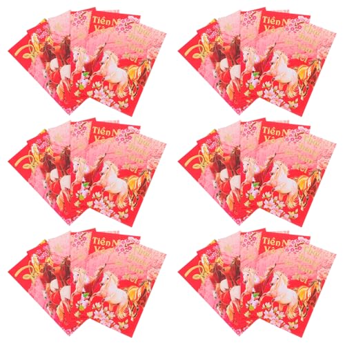 jojofuny 60 Stück Vietnamesische Rote Neujahrsumschläge 2026 Jahr Des Pferdes Rote Päckchen – Traditionelle Geldumschläge Hong Bao Partygeschenk von jojofuny