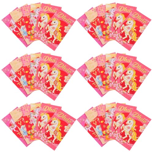 jojofuny 60 Stück Vietnamesische Rote Neujahrsumschläge 2026 Jahr Des Pferdes Rote Päckchen – Traditionelle Geldumschläge Hong Bao Partygeschenk von jojofuny