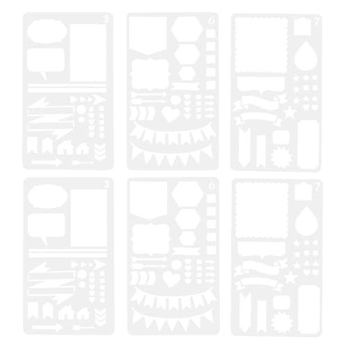 jojofuny 6Stücke DIY Journal Schablonen Wiederverwendbare Malschablonen Pet für Kreative Projekte Wie Tagebuchgestaltung Grußkarten und Fotoalben von jojofuny