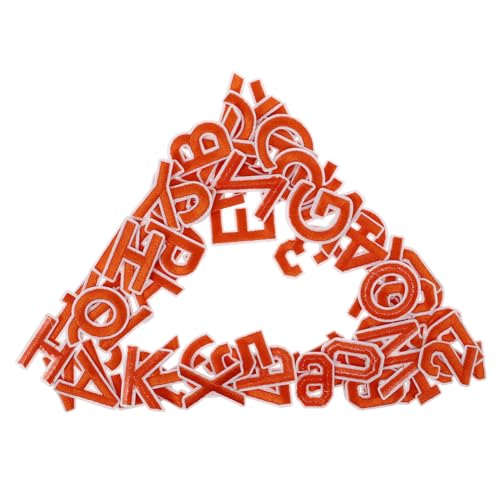 jojofuny 72 Stück Gestickte Aufnäher stickerei aufbügeln bunt Applikationen Patch kleiden Nähen retro Buchstabenflecken Flicken für Kleidung Bügelbuchstaben für Kleidung Stickgarn Orange von jojofuny