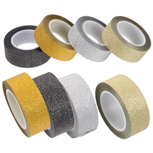 jojofuny 8 Rollen Glitzer Washi Tape Dekorative Klebebänder Silber Gold Schwarz und Orange für Diy Handwerk Scrapbooking und Journaling pro Rolle jojofuny 8 Rollen Glitzer Washi Tape Dekorative Klebebänder Silber Gold Schwarz und Orange für Diy Handwerk Scrapbooking und Journaling pro Rolle von jojofuny