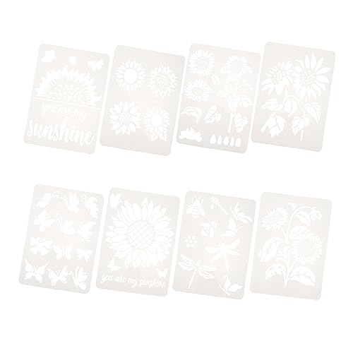 jojofuny 8 Stück Malvorlage Kinderhandwerk Malschablonen Für Wände Sonnenblume-schablone Handwerkliche Malerei Sonnenblumenschablonen Blumenzeichnungsvorlage Blumenvorlage Weiß Das Haustier von jojofuny
