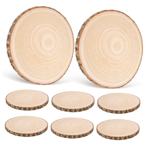 jojofuny 8 Stück Paulownia-Scheiben rustikale Tags Kreis groß Kernstück unlackierte Scheiben bastelholz naturholzscheiben Holzrunden für Mittelstücke Holzscheiben zum Basteln Handwerk Holz von jojofuny