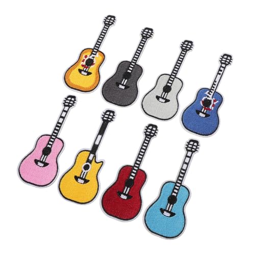 jojofuny 8 Stück Teiliges Bunte Gitarren Aufnäher zum Aufbügeln Bestickte Applikationen für Kleidung Rucksäcke Hosen Stilvolle Flicken zum Verzieren und Reparieren von Textilien von jojofuny