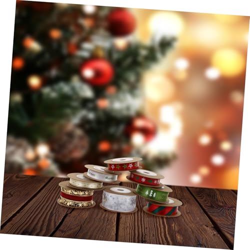 jojofuny 8 Stück Teiliges Weihnachtsgeschenkband Bunte Schleifenrollen für Geschenkverpackung DIY Bastelband Festliche Dekorationen Lebendige Muster für Weihnachtsgeschenke und von jojofuny