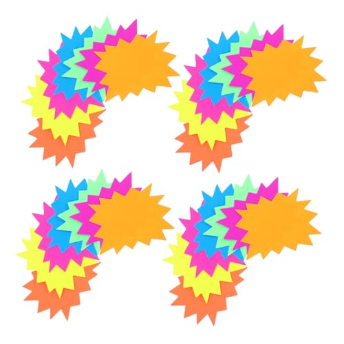 jojofuny 80 Stück Fluoreszierende Star Burst Preisschilder Leere Verkaufsetiketten in Farben Einfache Anwendung Vielseitige Einzelhandelsschilder für Rabatte Supermärkte und Garagenverkauf von jojofuny