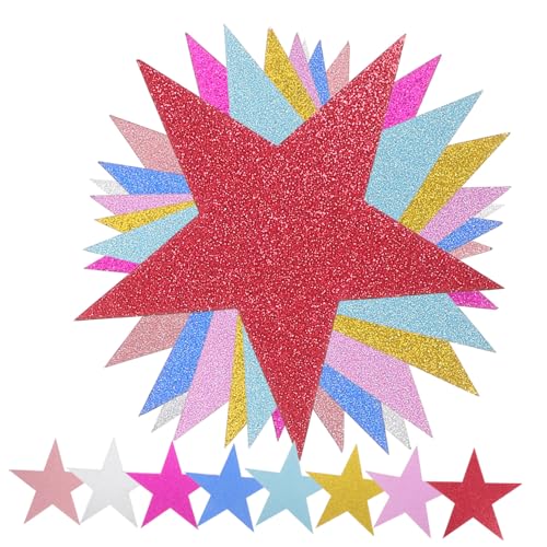 jojofuny 80 Stück Glitzernde Sterndekoration Stern aus Papier Ausschnitte aus Papiersternen Klassenzimmer Sterne aus Papier Dekorationen Wand Papierausschnitt dekoratives Ausschnittdekor von jojofuny