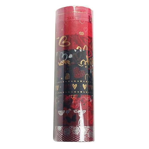 jojofuny 9 Rollen Teiliges DIY Scrapbook Klebebänder Valentinstag Geschenkverpackung mit Goldenen Herzen für Kreative Bastelprojekte Scrapbooking und Dekorationen von jojofuny