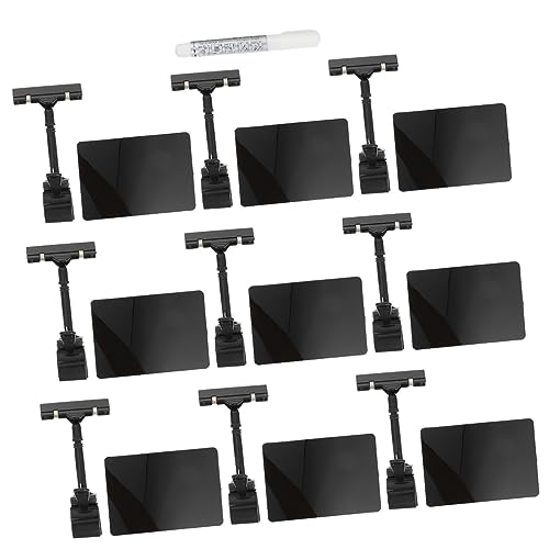 jojofuny 9 Stück PVC wasserdichtem Preisschild Namensetiketten Anzeige Körbe Etiketten Stichworte Größe Supermarkt-Preisschild-Clip Preisschilder mit Clips Preistafel mit Clips Schwarz von jojofuny