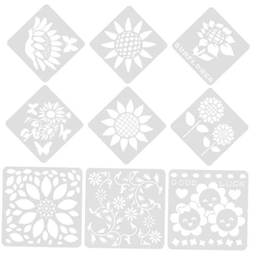 jojofuny 9 Stück Teiliges Wiederverwendbare Sonnenblumen Schablonen für Malerei Wandkunst Schablonen DIY Bastelvorlagen für Projekte und Dekoration von jojofuny