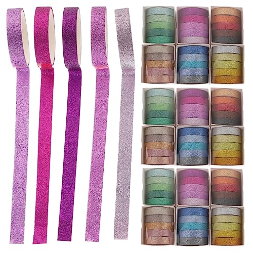 jojofuny 90 Stück Glitzer Washi Tape Dekorative Klebebänder für Scrapbooking Journaling und Diy Farben Vielseitig Einsetzbar Einfach Abreißbar für Bastelprojekte von jojofuny