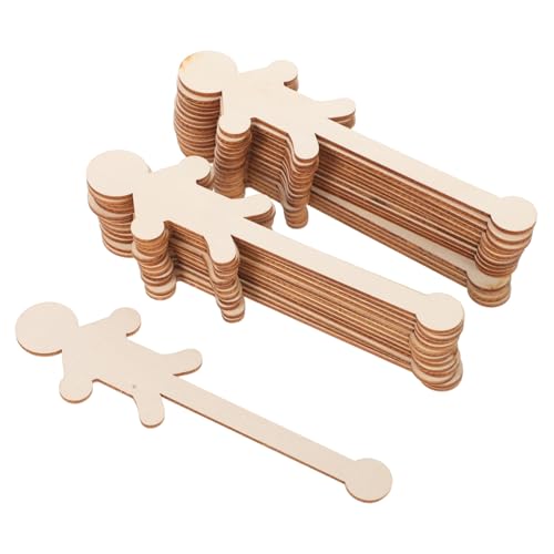 jojofuny 90 Stück Teiliges Holzfiguren für Basteln Naturbelassene Unlackierte Holzscheiben in Jungen Mädchen Form Kreative Diy-holzfiguren zum Bemalen für Schulprojekte und von jojofuny