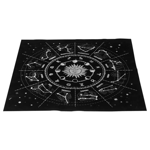 jojofuny Altar Tarot Tischdecke 12 Konstellation Pentagramm Tapisserie Astrologie Divination Karte Tuch Tisch Läufer Tischset Für Home Wohnheim Glück (Schwarz) von jojofuny