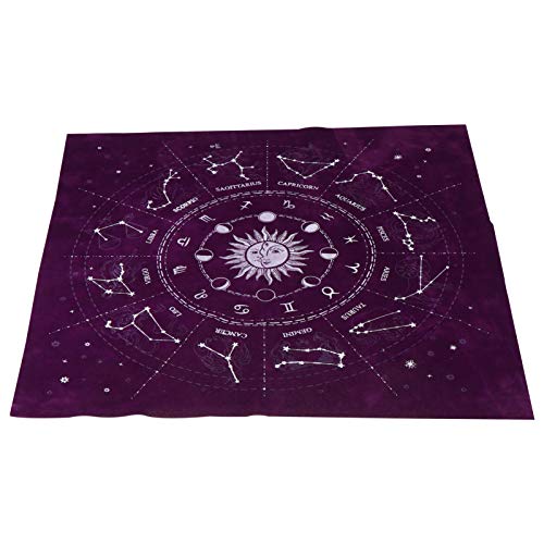 jojofuny Altar Tarot Tischdecke 12 Konstellation Pentagramm Tapisserie Astrologie Divination Karte Tuch Tisch Läufer Tischset Für Home Wohnheim Glück Geschenk (Lila) von jojofuny