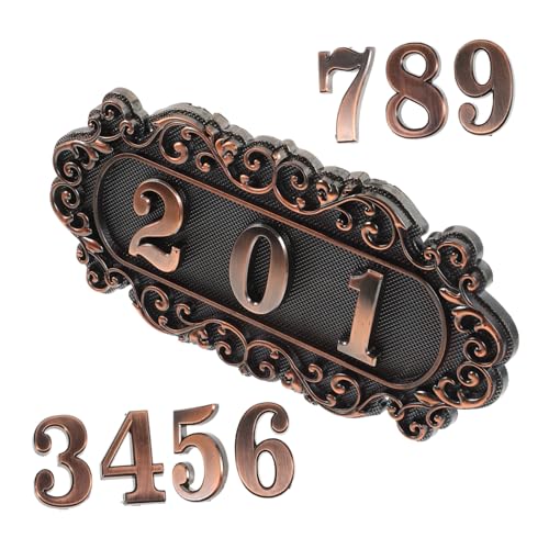 jojofuny Antikes Türschild Hausnummer Vintage Design Langlebiges Türschild Wetterfest für Wohnanlagen Büros Villen Europäischer Stil Elegantes Hausnummernschild mit Ziffern Einfache von jojofuny