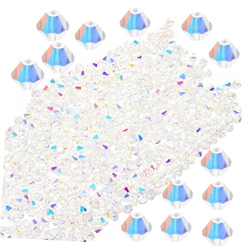 jojofuny Bastelperlen Diamantförmig Spacer Beads Kristallglas für DIY Schmuckherstellung Armbänder Ketten Zwischenperlen Handarbeit von jojofuny