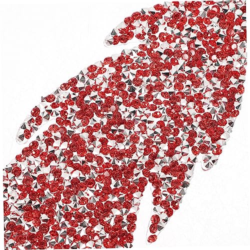 jojofuny Blattförmiger Strass Applikation Aufbügel Patch für Kleidung DIY Dekoration für Taschen Haarschmuck und Handwerksprojekte Silberbasis mit Tiefrotem Design für von jojofuny
