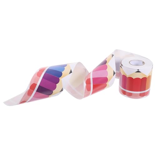 jojofuny Bleistift motiv Randpapier Selbstklebend Wellenrand dekoration für Pinnwand Tafel Partydeko Ab Schneidbar Platzsparend für Klassenzimmer Spielzimmer und Kindergarten von jojofuny