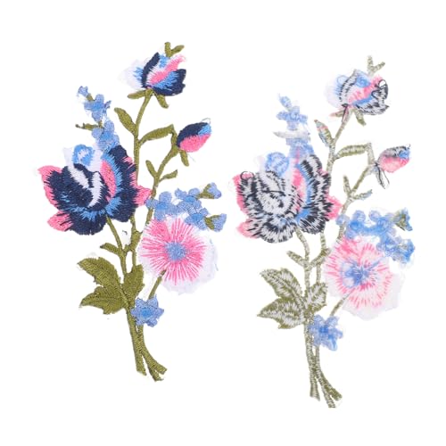 jojofuny Blumen Aufnäher Bestickt zum Aufbügeln und Annähen Blumige Applikationen für Kleidung Taschen und Hüte DIY Patch mit Stilvoller Stickerei Robust und Vielseitig Einsetzbar von jojofuny