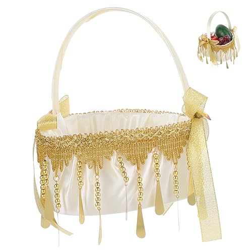 jojofuny Rustikaler Hochzeitskorb Eleganter Blumenmädchenkorb Griff Bowknot-design Aufbewahrungskorb Für Party von jojofuny
