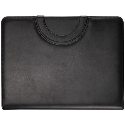 jojofuny Business Padfolio mit Reißverschluss Multifunktionaler Dokumentenordner aus Schwarzem Kunstleder für Geschäftsreisende Notizblock für Büro und Präsentationen von jojofuny