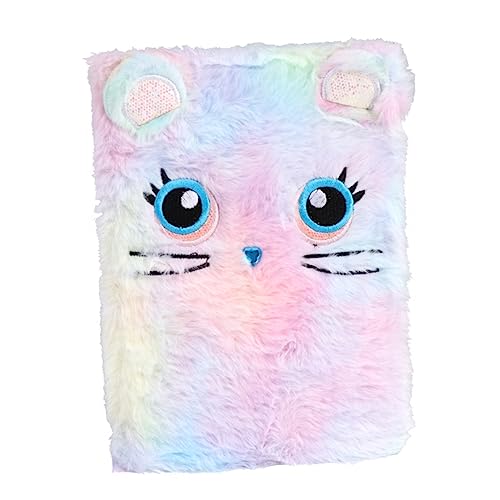 jojofuny Cartoon Mädchen Notizbuch Plüsch Schreibblock Buntes Tagebuch für Schüler für Kreative Notizen und Skizzen Langlebig und Elegant Farbige Katze von jojofuny