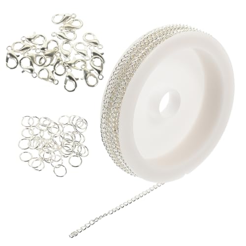 jojofuny DIY Armband Kette Silberfarbene Gliederkette mit Lobster Verschluss für Schmuckherstellung und Armband Basteln Leichte Robuste DIY Schmuckkette mit Glatter Oberfläche für von jojofuny