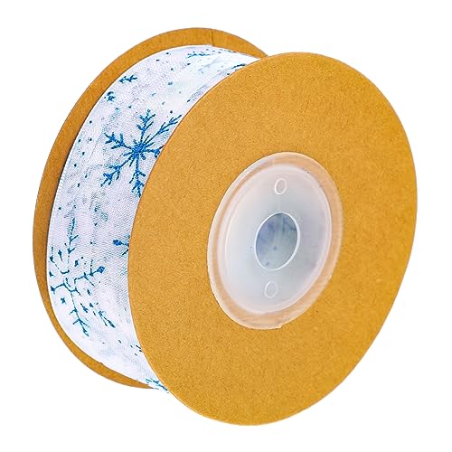 jojofuny DIY Weihnachtsband mit Schneeflocken Print Transparentes Organza Geschenkband für Bastelprojekte Dekoration von Geschenken Blumen und Mehr von jojofuny