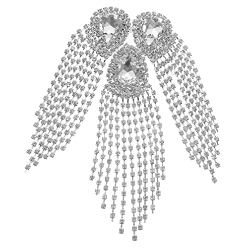 jojofuny Diamant Brosche Applikation Patch mit Quaste DIY Verzierungen für Anzüge Kleider und Handwerksprojekte mit Weißen Kristallen Outfits von jojofuny