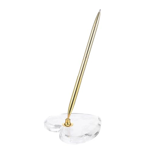 jojofuny Eleganter Goldener Hochzeit Kugelschreiber mit Herzförmigem Acrylständer Glattes Schreiben Vielseitig Einsetzbar für Gästebuch Jubiläum Büro Premium Metallkugelschreiber für von jojofuny