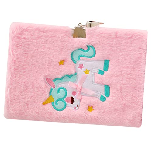 jojofuny Fluffy Plüsch Notizbuch mit Schloss für Mädchen Süßes Leichtes Tagebuch Schreibgewohnheiten für Schüler Rosa von jojofuny