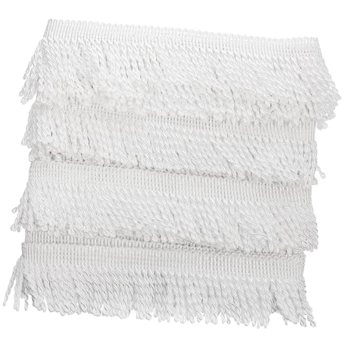 jojofuny Fransenbordüre Weiße Vorhangfransen Stoffbesatz DIY Tassel Trim für Sofakissen Dekoration Vorhangborte zum Nähen und Basteln von jojofuny