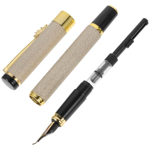 jojofuny Frosted Pole Schild Stift schwarzer Füllfederhalter Füller einziehbarer Füllfederhalter wieder auffüllbar Brunnen zarter Füllfederhalter -Schild-Stifte Eisen Beige von jojofuny