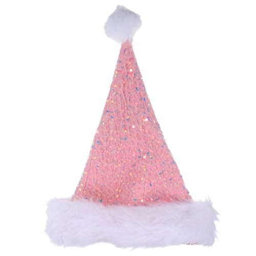 jojofuny Funkelnde Pailletten-weihnachtsmannmütze, Weihnachtsfeier, Plüsch, Doppellagige Urlaubs-kopfbedeckung, Festliche Foto-requisiten, Süße Glitzer-weihnachtsmannmütze für Damen Und Herren von jojofuny