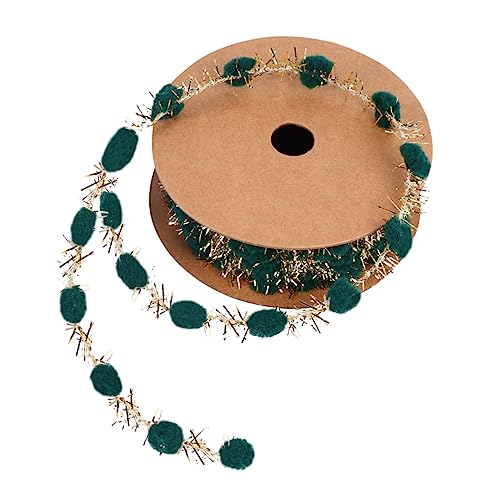 jojofuny Glitzer Weihnachtsbaum Dekoband mit Pompons Langlebiges Bastelband für DIY Christbaumschmuck Festliche Weihnachtsdeko Dunkelgrün von jojofuny