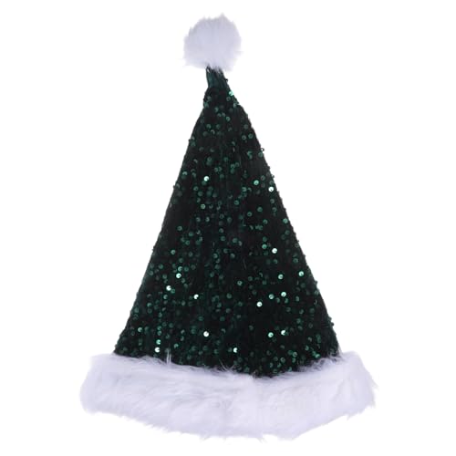 jojofuny Glitzernde Weihnachtsmannmütze mit Pailletten, Kopfbedeckung für Die Weihnachtsfeier, Süße Glitzer-kostümkappe für Unisex, Dunkelgrünes Doppellagiges Plüschdesign, Perfekt für jojofuny Glitzernde Weihnachtsmannmütze mit Pailletten, Kopfbedeckung für Die Weihnachtsfeier, Süße Glitzer-kostümkappe für Unisex, Dunkelgrünes Doppellagiges Plüschdesign, Perfekt für von jojofuny