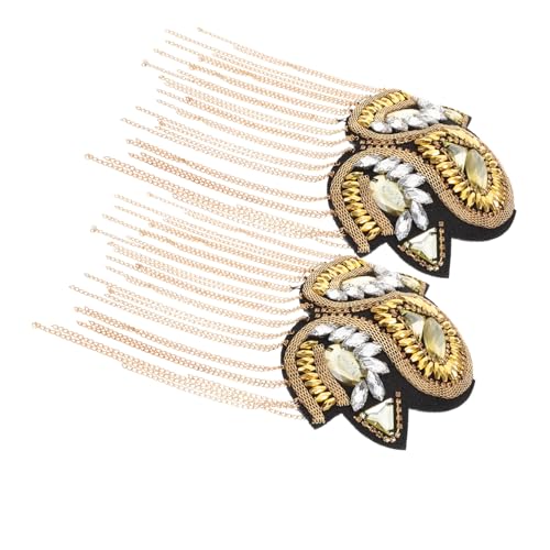 jojofuny Goldene Retro Punk Schulterklappen mit Fransen Metall Epauletten für Anzug Vintage Schulterabzeichen Dekorative Schulterpolster Leicht und Einfach Anzubringen von jojofuny