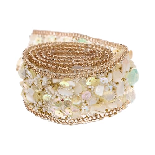 jojofuny Goldfarbene Zuschneidbare Strassband Dekoration mit Pailletten und Kette Verschleißfestes DIY Bastelband für Kleidung Schuhe Taschen und Geschenkverzierung jojofuny Goldfarbene Zuschneidbare Strassband Dekoration mit Pailletten und Kette Verschleißfestes DIY Bastelband für Kleidung Schuhe Taschen und Geschenkverzierung von jojofuny