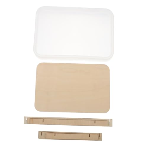 jojofuny Große Silikonform mit Holzständer Premium DIY Tablettform für Aufbewahrungsboxen Widerstandsfähige Gießform für Schmuck und Dekorationsplatten für Heim Schulbasteln von jojofuny