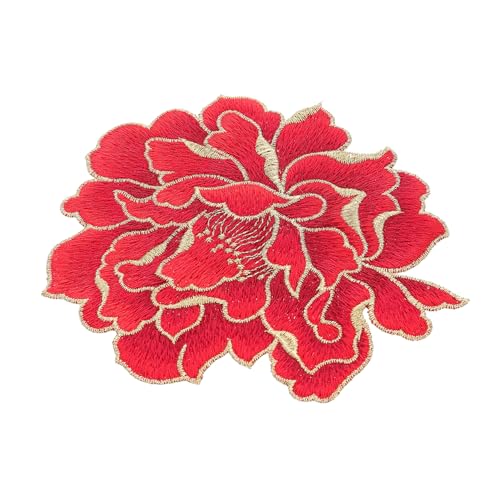 jojofuny Großer Bestickter Blumenaufnäher Dekorativer Pfingstrosen Patch für Kleidung Taschen und Diy Projekte zum Aufnähen oder Aufbügeln für Reparaturen und Designs von jojofuny