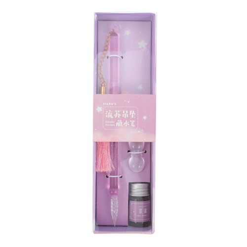 jojofuny Handgefertigter Glas Dip Pen mit Quaste Füllfederhalter für Zeichnen und Kalligrafie Eleganter Pinkfarbener Tintenfüllstift für Unterschriften und Kunstwerke jojofuny Handgefertigter Glas Dip Pen mit Quaste Füllfederhalter für Zeichnen und Kalligrafie Eleganter Pinkfarbener Tintenfüllstift für Unterschriften und Kunstwerke von jojofuny