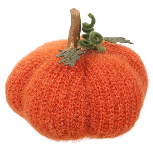 jojofuny Handgestrickter Kleiner Wollkürbis Dekoration Weiche Herbst-Ornamente für Tisch und Regale Pflegeleichtes Vielseitiges Kürbis-Accessoire für Halloween Erntedankfest und von jojofuny