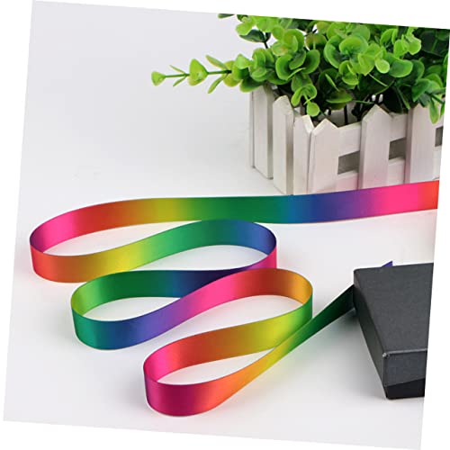jojofuny Hochdichtes Langes Polyester Webband mit Farbverlauf Buntes Regenbogen Geschenkband für DIY Gebäckverpackung Breit Vielseitiges Satinband für Dekoration und Basteln von jojofuny
