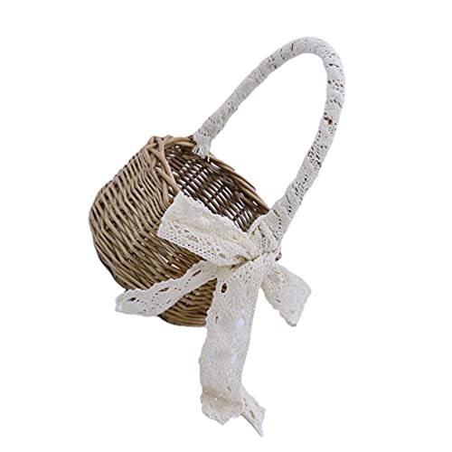 jojofuny Hochzeit Blumenkorb Blumenmädchen Korb Streukorb Weidenkorb mit henkel Picknickkorb Henkelkorb Einkaufskorb Aufbewahrungskorb Geschenkkorb für Hochzeit Party Blumenkinder Deko von jojofuny