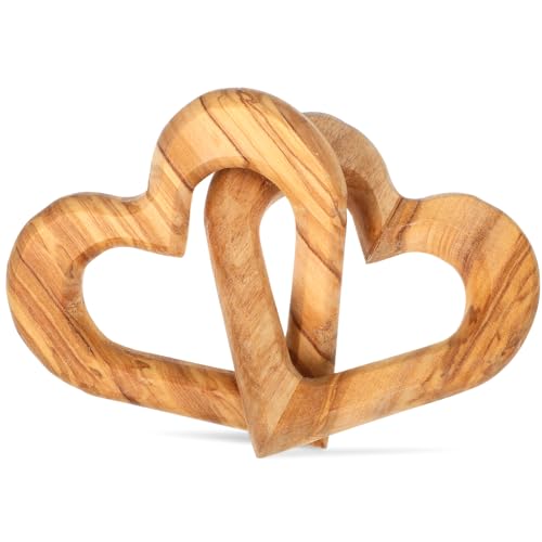 jojofuny Hölzerner Herz Anhänger Deko für Fenster und Tür Hochwertigem Olivenholz Geschenkidee für Valentinstag und Besondere Anlässe von jojofuny