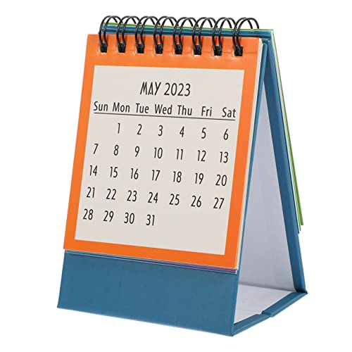 jojofuny Kleiner Mini Tischkalender mit Spiralbindung Stabiler Englischer Desktop Kalender für Büro und Zuhause als Notizblock und Terminplaner Blaues Design Praktische Tischdekoration von jojofuny